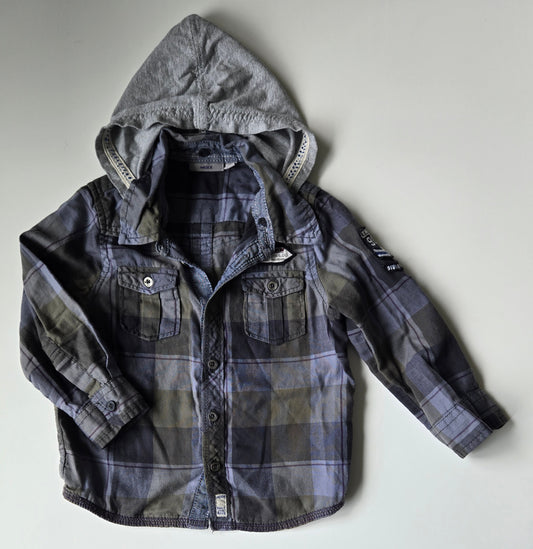 Plaid shirt on a white surface with a heat map overlay