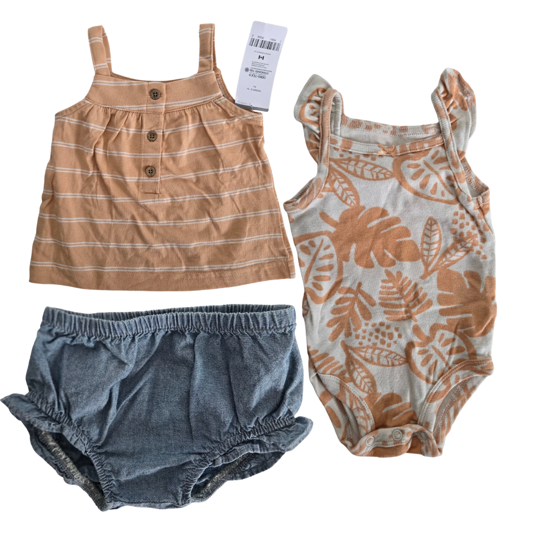 Carters Tank Top Bloomers and Onesie Set 3m NWT