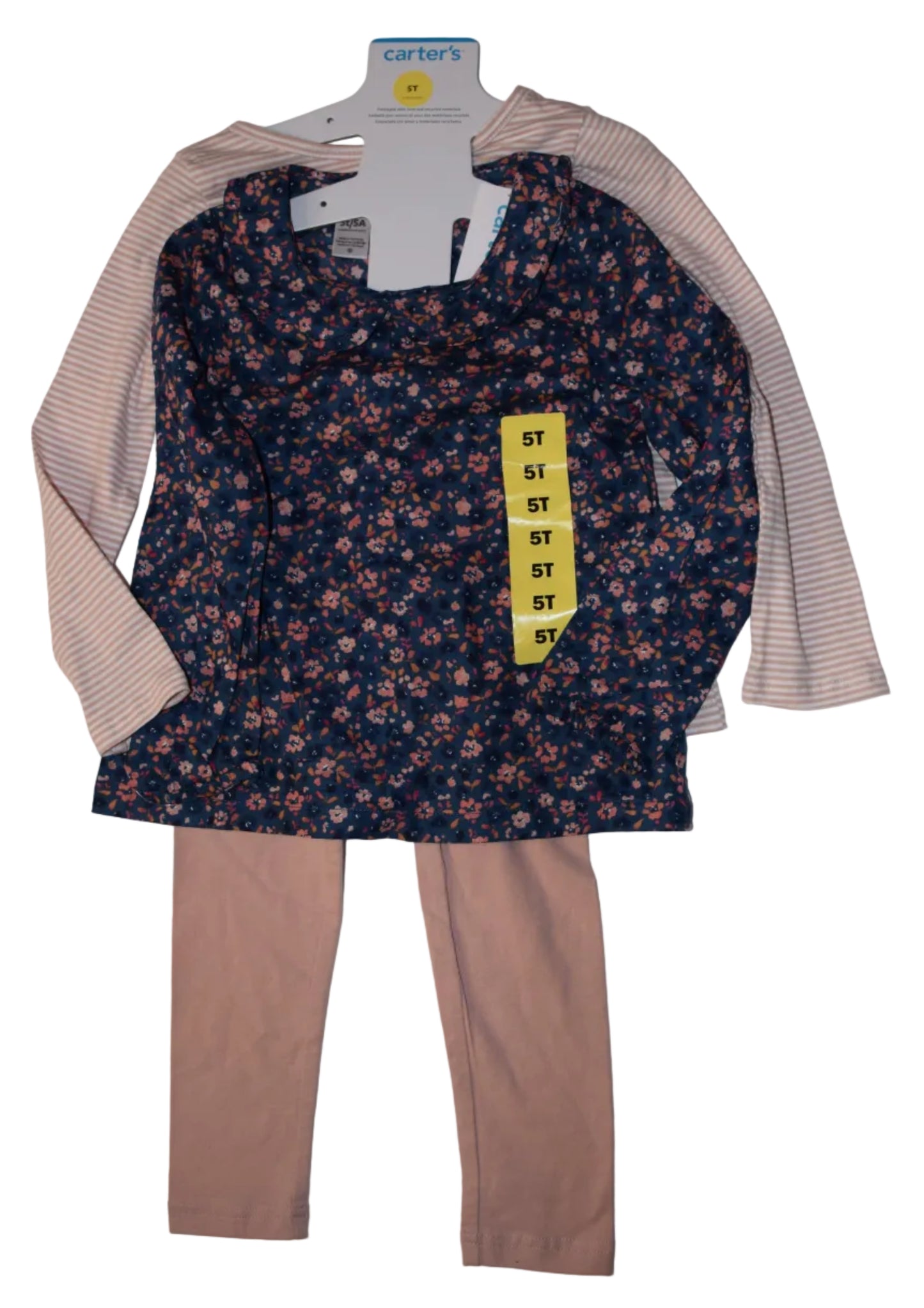 NWT Carters 3 piece Set 5T 2 Shirts, 1 Leggings