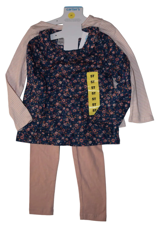 NWT Carters 3 piece Set 5T 2 Shirts, 1 Leggings