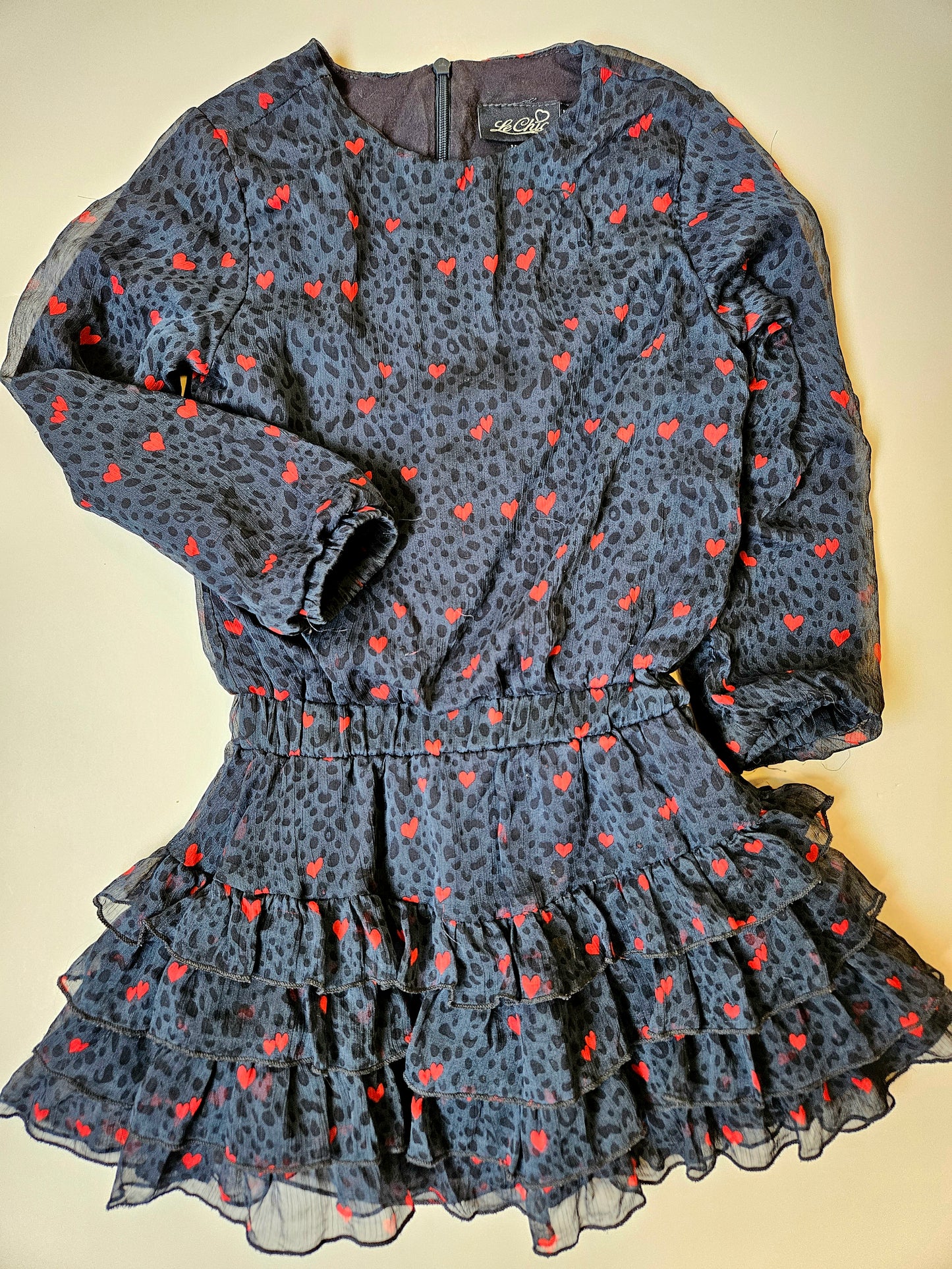 Le Chic blue hearts dress size 110 (5T)