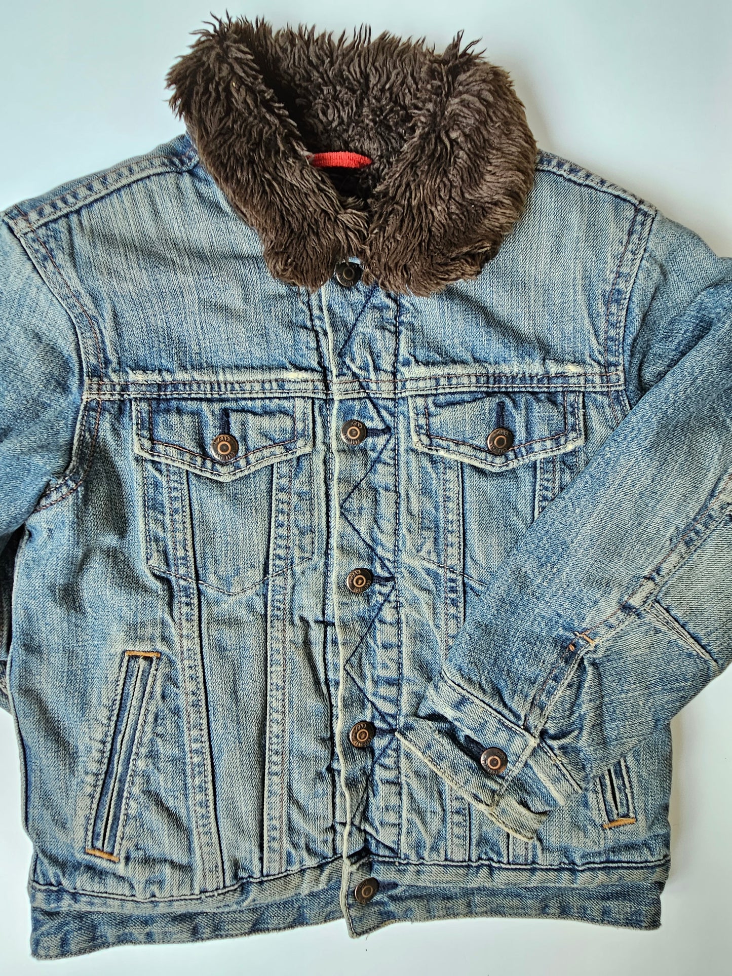 Gap Kids fur lined jean jacket size 6/7T