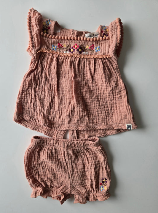 Rabbit Bear Dress and Bloomers Outfit 3-6m