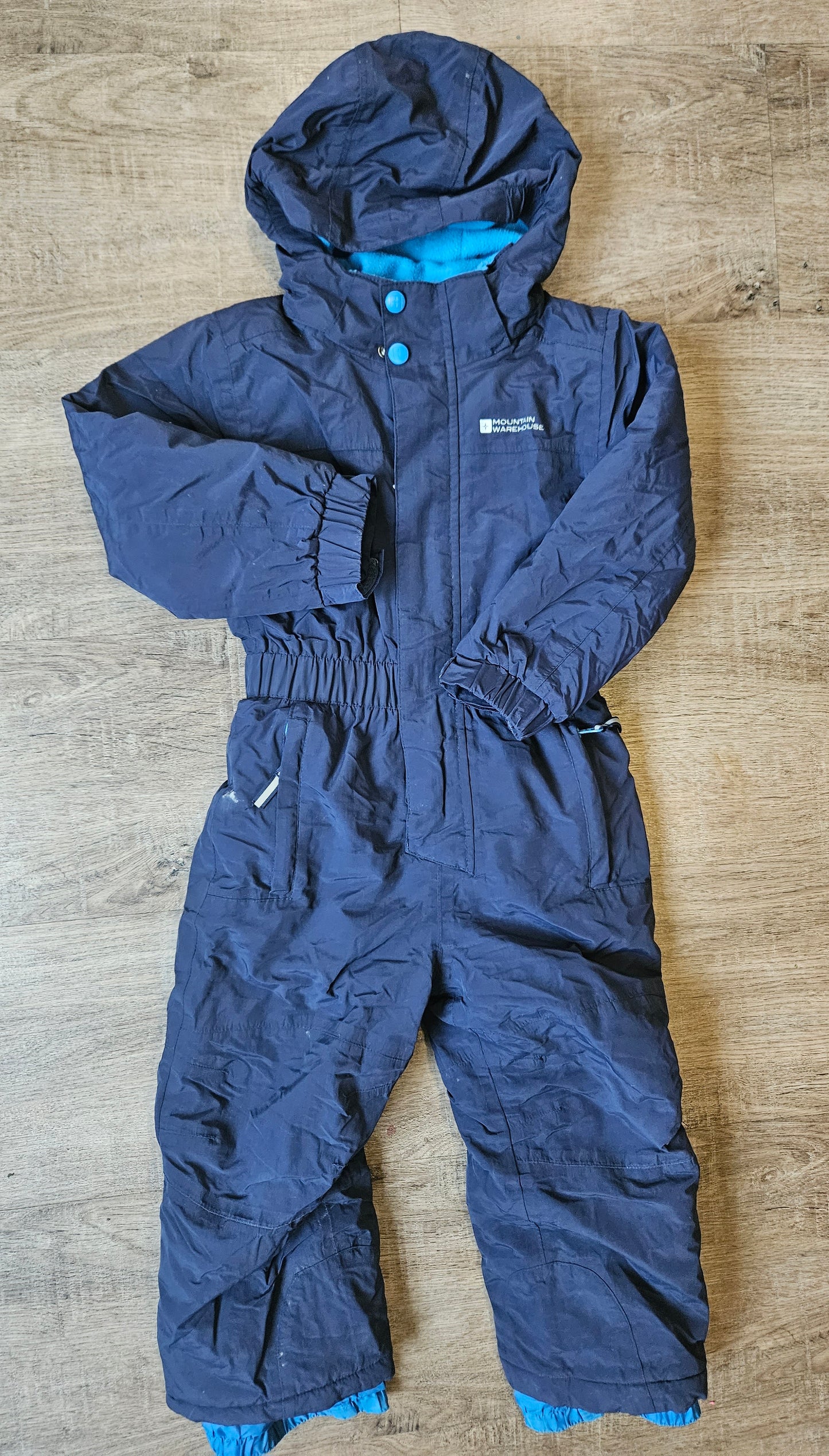 Mountain Warehouse one piece blue waterproof snowsuit size 3-4T