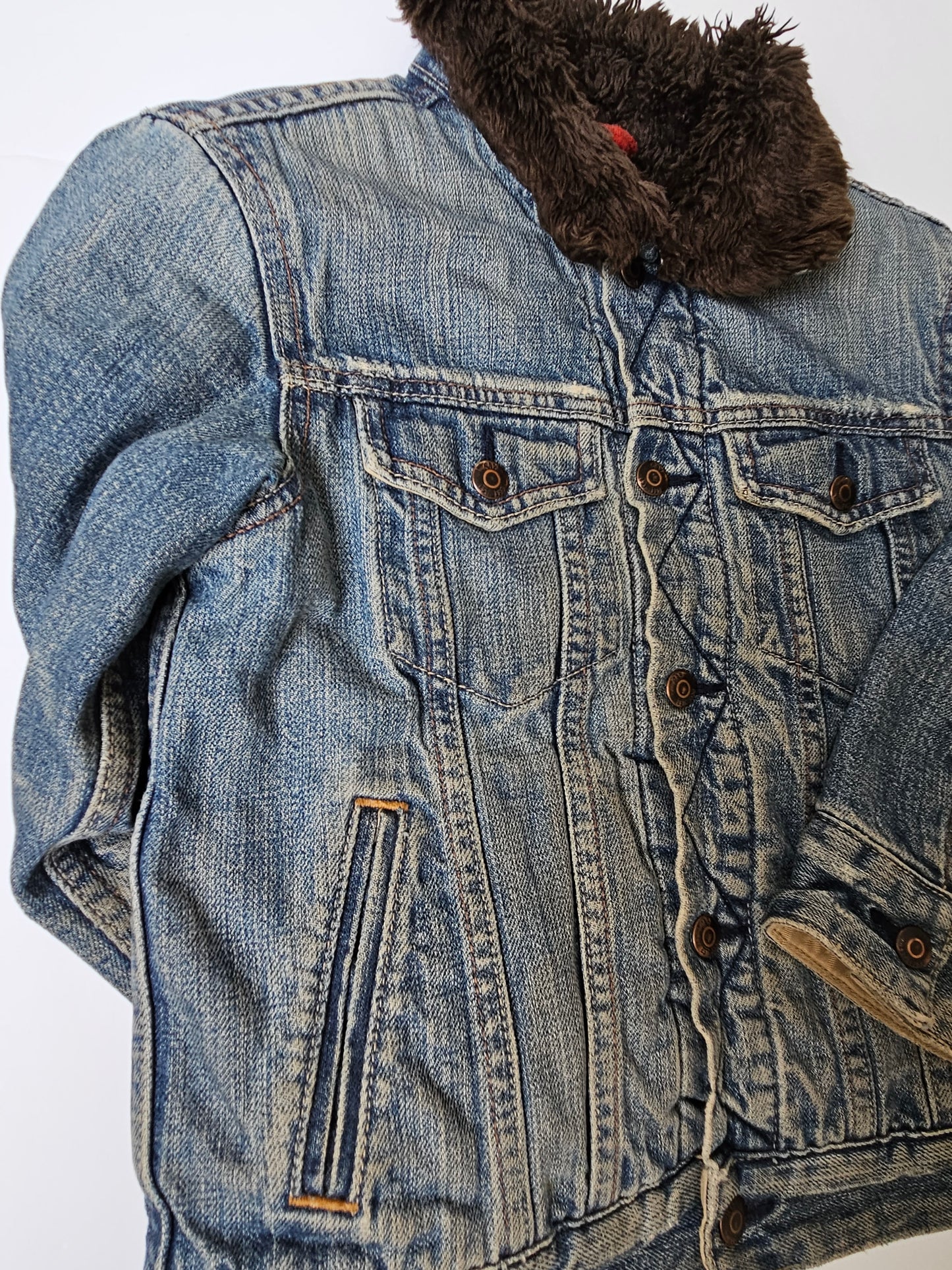 Gap Kids fur lined jean jacket size 6/7T