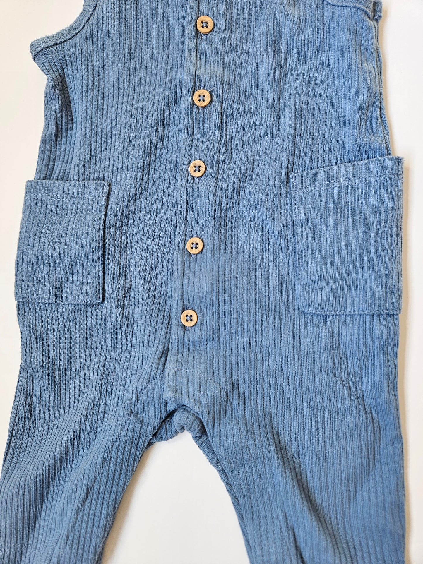 Carters blue ribbed romper size 3m