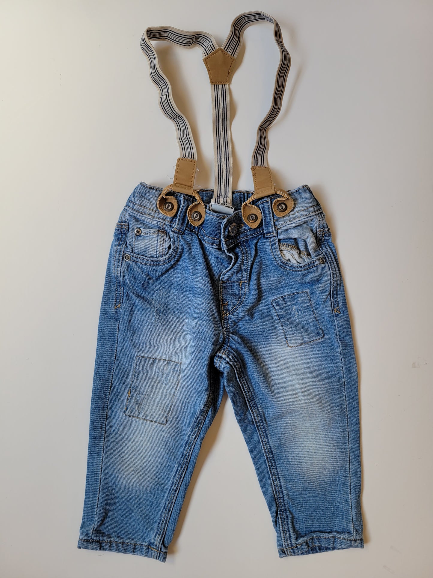 H&M jeans with suspenders 6 to 9m