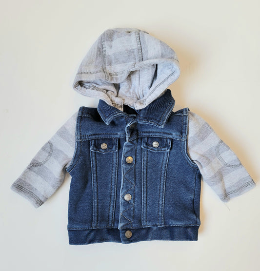 Mayoral denim knit hoodie 1 to 2 months